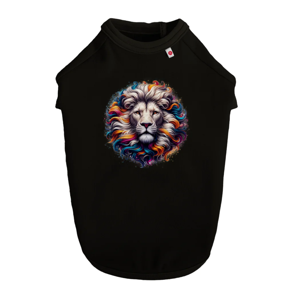 PALA's SHOP　cool、シュール、古風、和風、のLION　face１ ドッグTシャツ