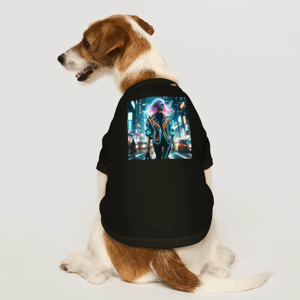 Harukiworksのネオンガール Dog T-shirt