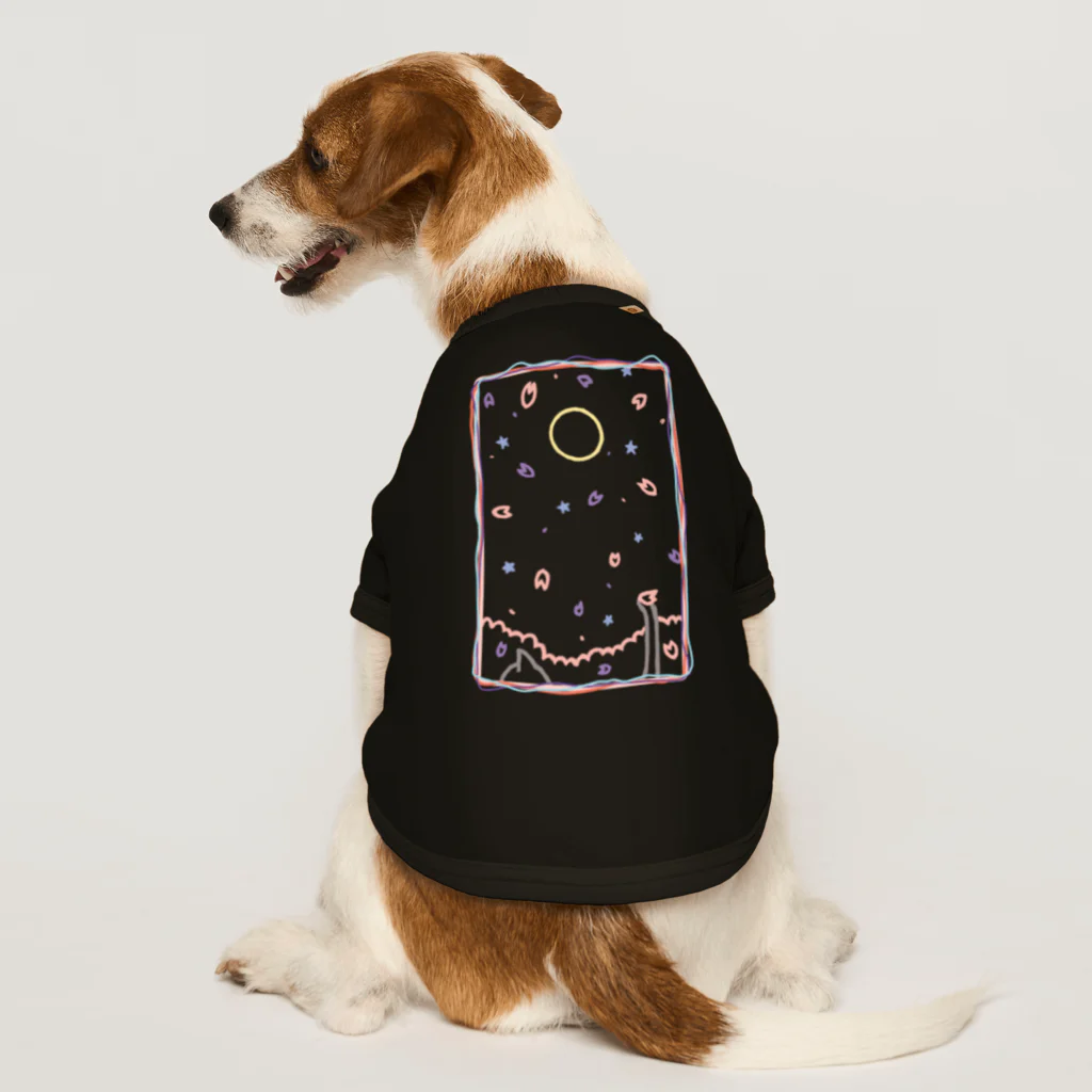 cosmicatiromの夜桜と散歩猫 ドッグTシャツ