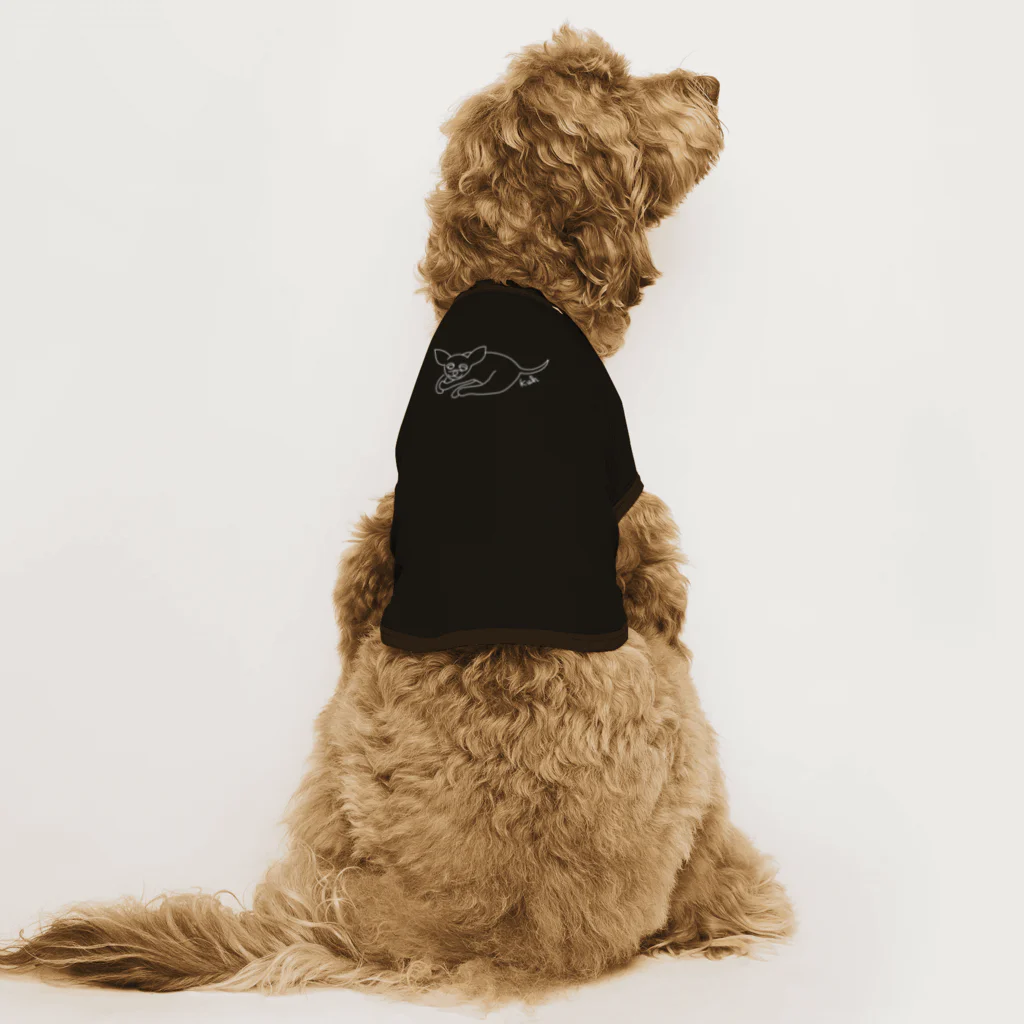 NOROSOUND SHOP SUZURI店のくうちゃん（白ペン） Dog T-shirt