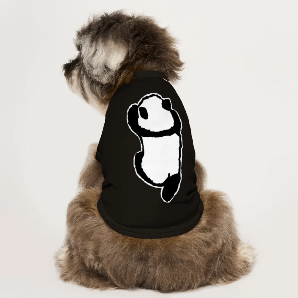 Co . Pandaのよじ登るパンダ+寝そべるパンダ(ブラック用) ドッグTシャツ