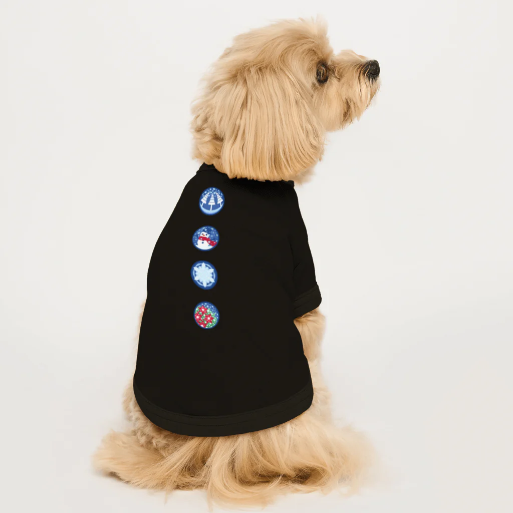 ハナドリカ SUZURI店のスノーイラストボタン Dog T-shirt