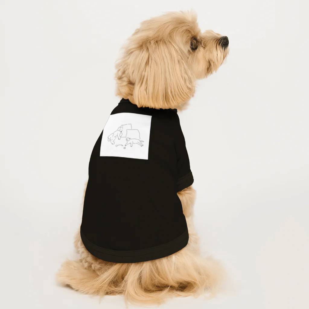 みずいろのたくさん遊んで眠るいぬとねこ Dog T-shirt