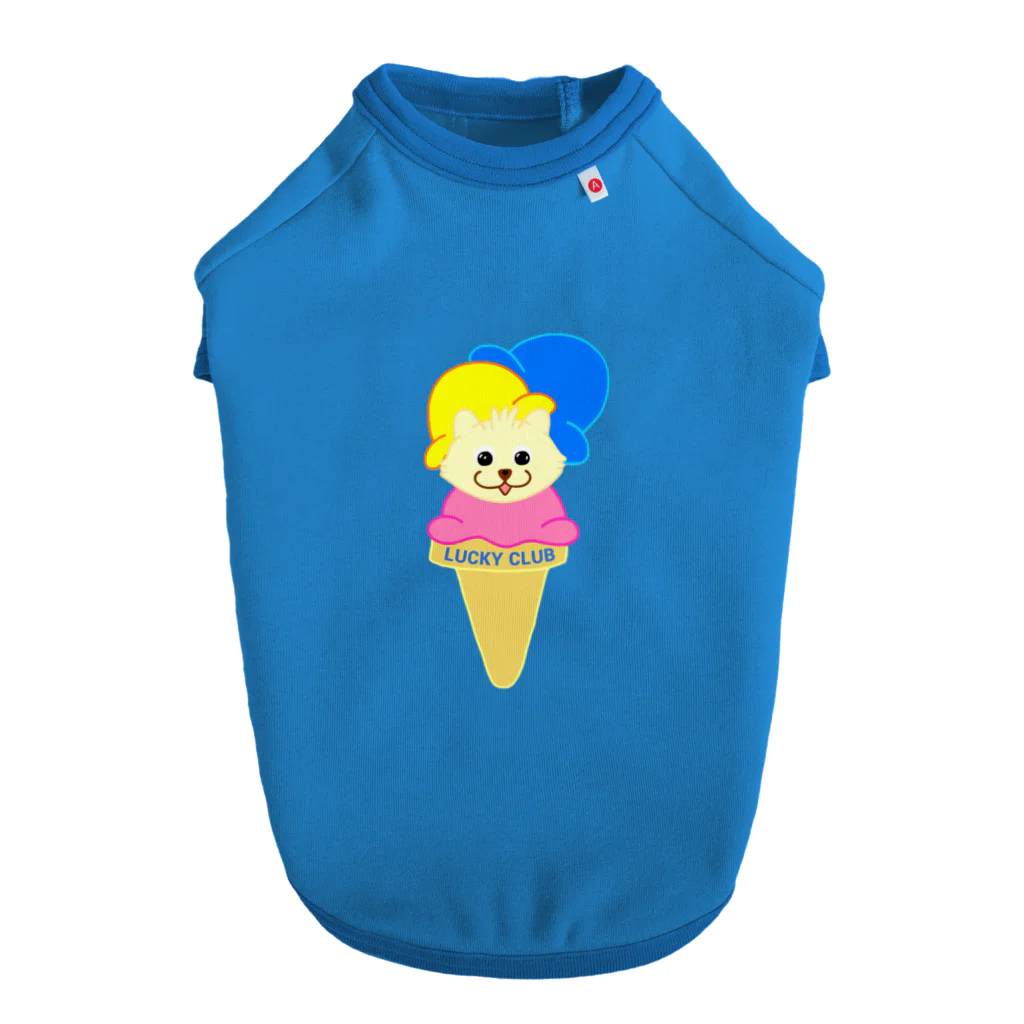 LUCKY CLUBのアイスクリーム顔ラッキーちゃん Dog T-shirt