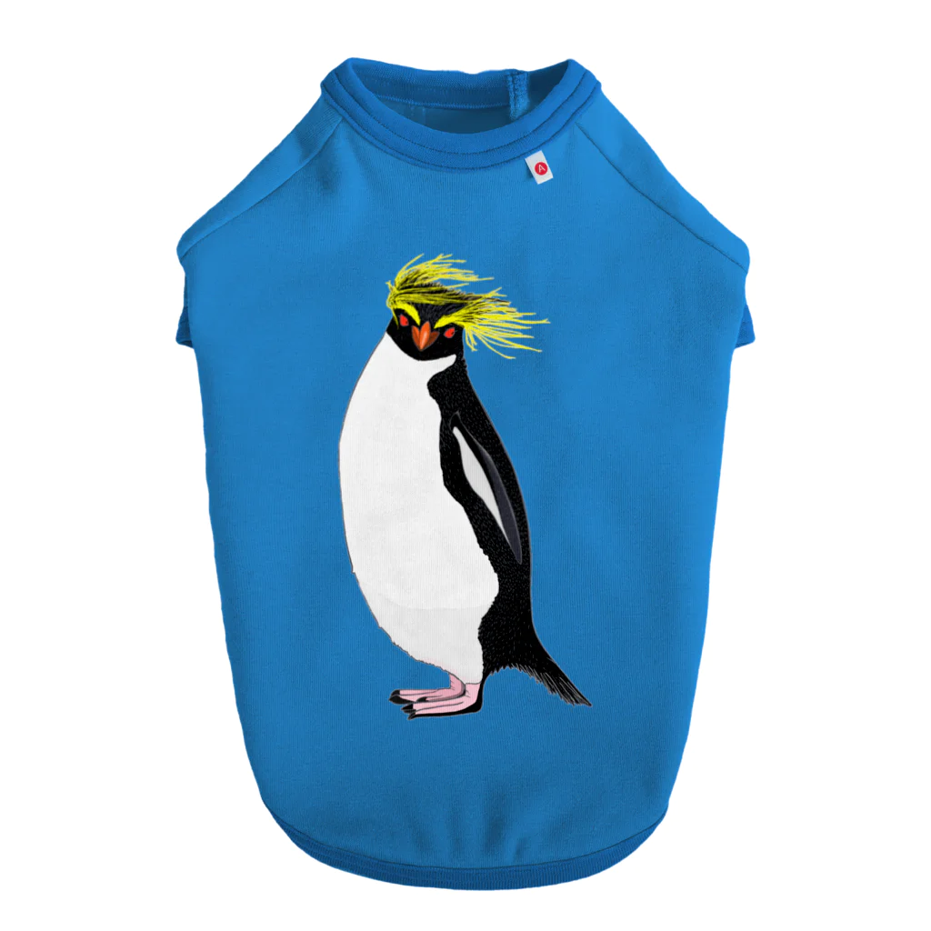 LalaHangeulの　風に吹かれるイワトビペンギンさん(文字無しバージョン ドッグTシャツ