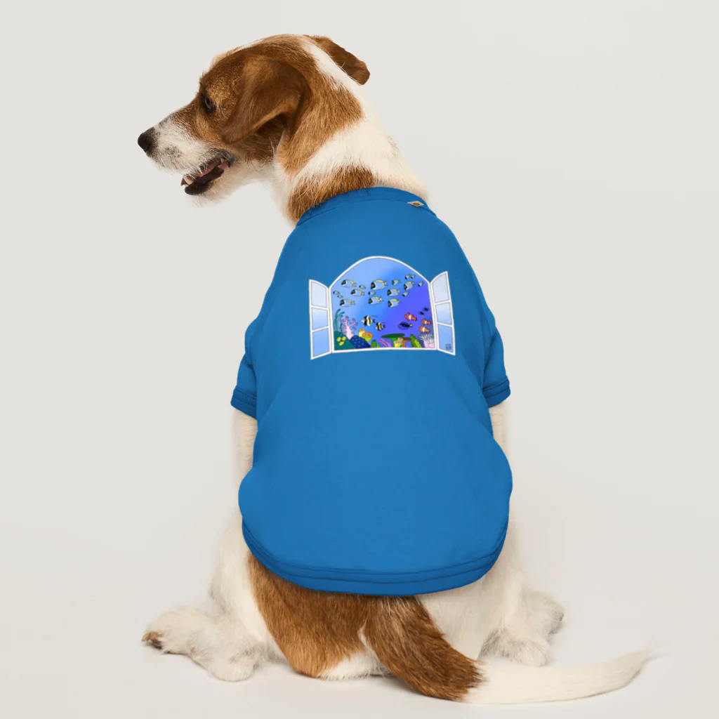 栗坊屋のパウダーブルーが泳ぐ海 Dog T-shirt