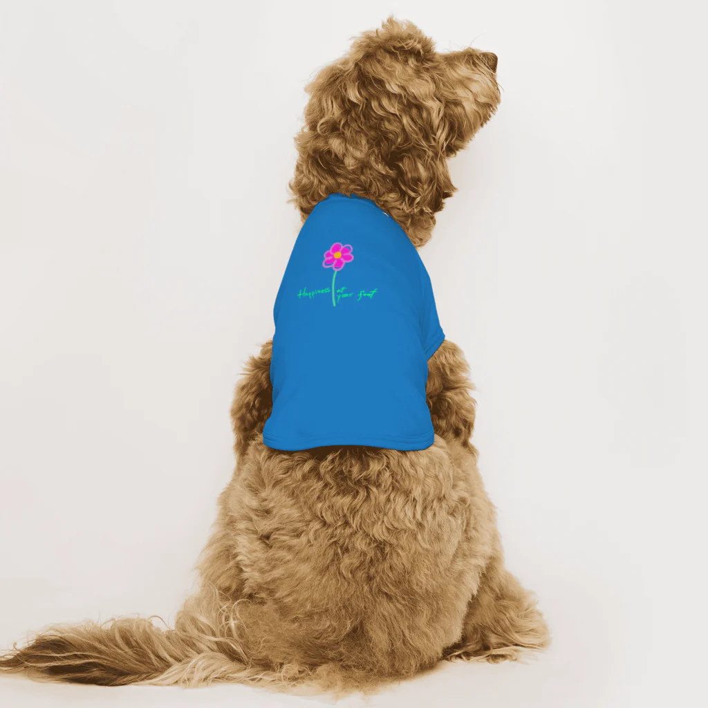 blue-basesのハピネスフラワー Dog T-shirt