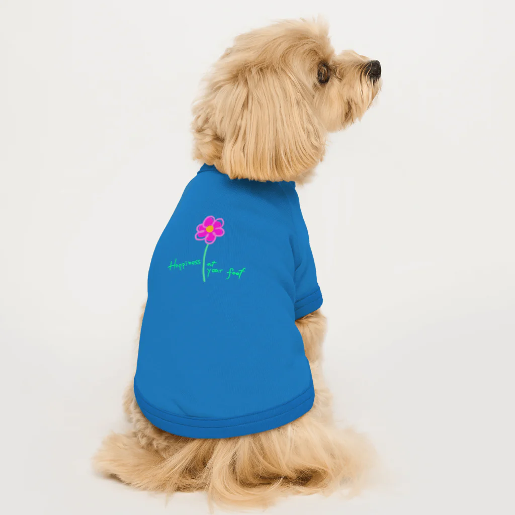 blue-basesのハピネスフラワー Dog T-shirt