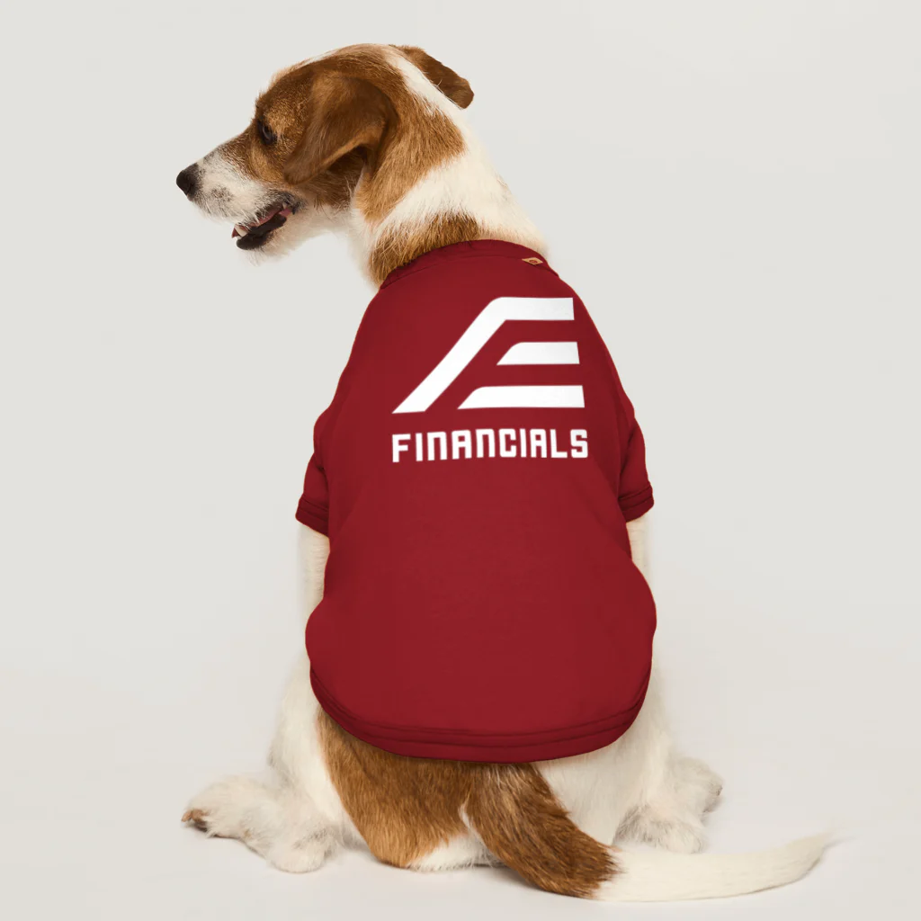 ファイナンシャルズのFINANCIALS白ロゴスクエア Dog T-shirt