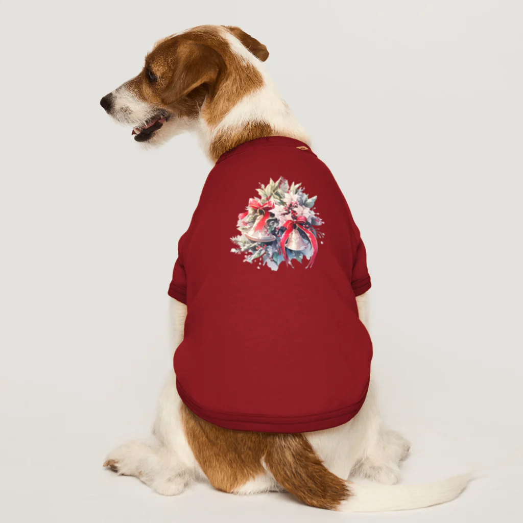 Stellaの水彩画タッチの幸せな音色を奏でるクリスマスベル Dog T-shirt