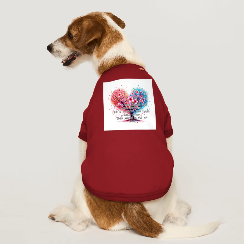 Chika-Tataのサクラとハート Dog T-shirt