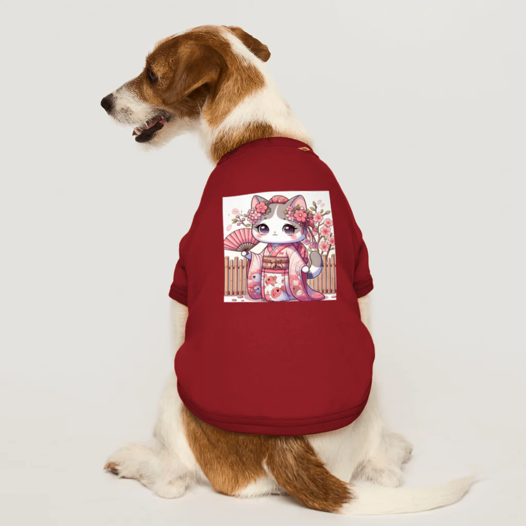 猫好き Japanの振り袖ねこ Dog T-shirt