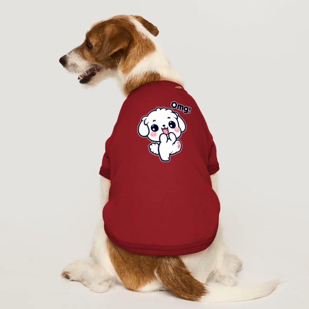 OMG DOG 【オーマイガ ドッグ】のOMG DOG オーマイガ！マルチーズのまるる (ダークカラー) ドッグTシャツ