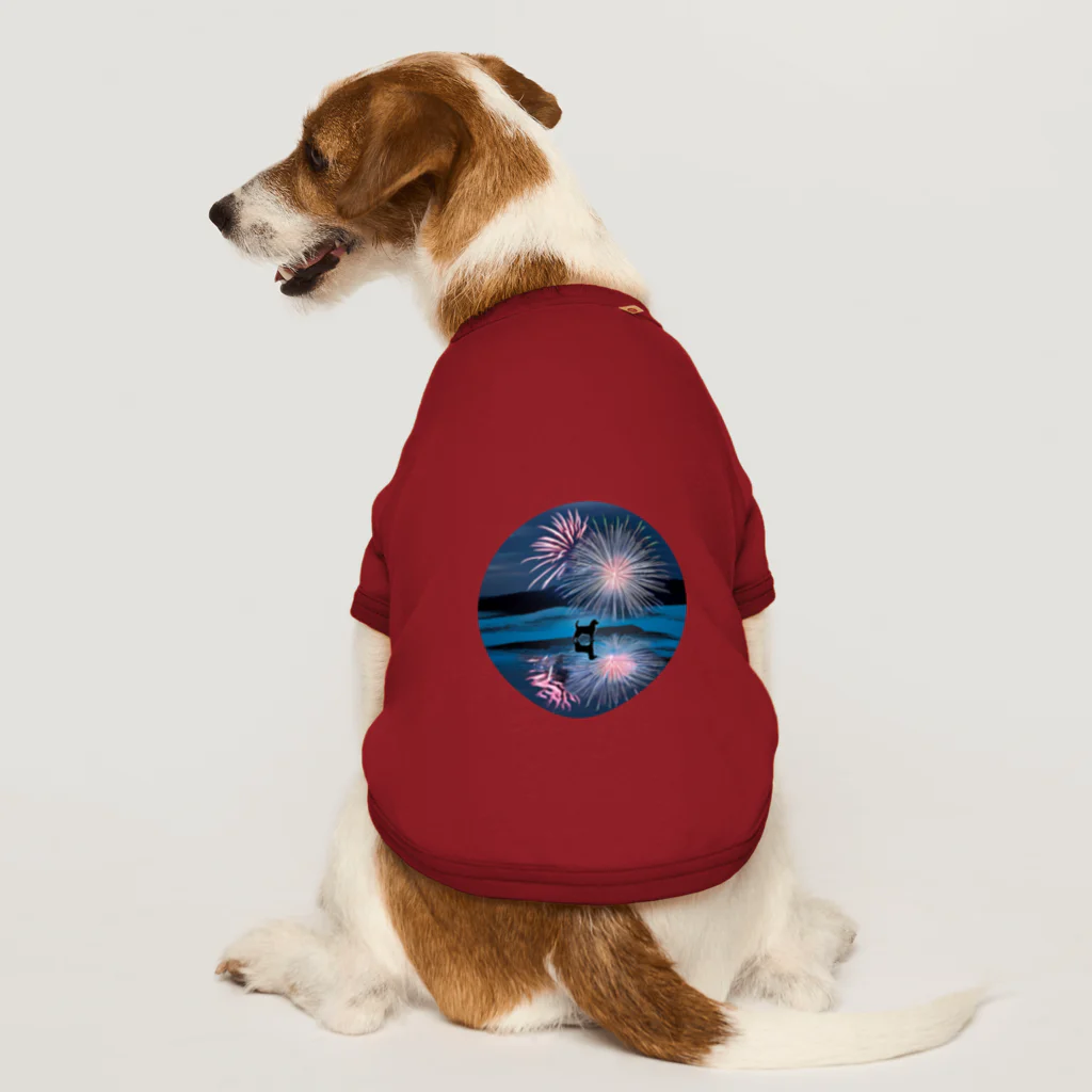 million-mindの犬だって花火鑑賞する ドッグTシャツ