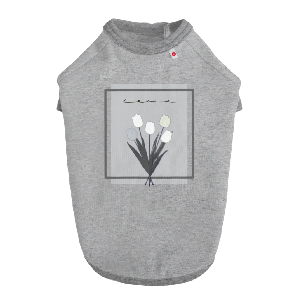 rilybiiのgrayish color × white × charcoal ×  tulip bouquet Dog T-shirt