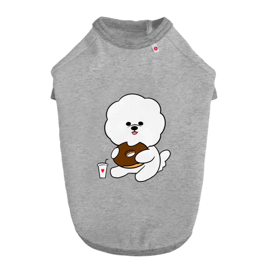 Reecha8のドーナツ好きの白モフちゃん Dog T-shirt