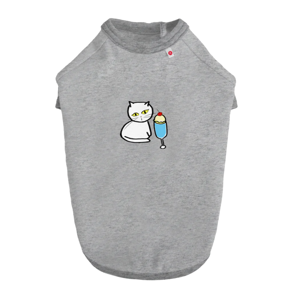 みにゆん　ねこのA lovely white cat who likes ice cream. ドッグTシャツ