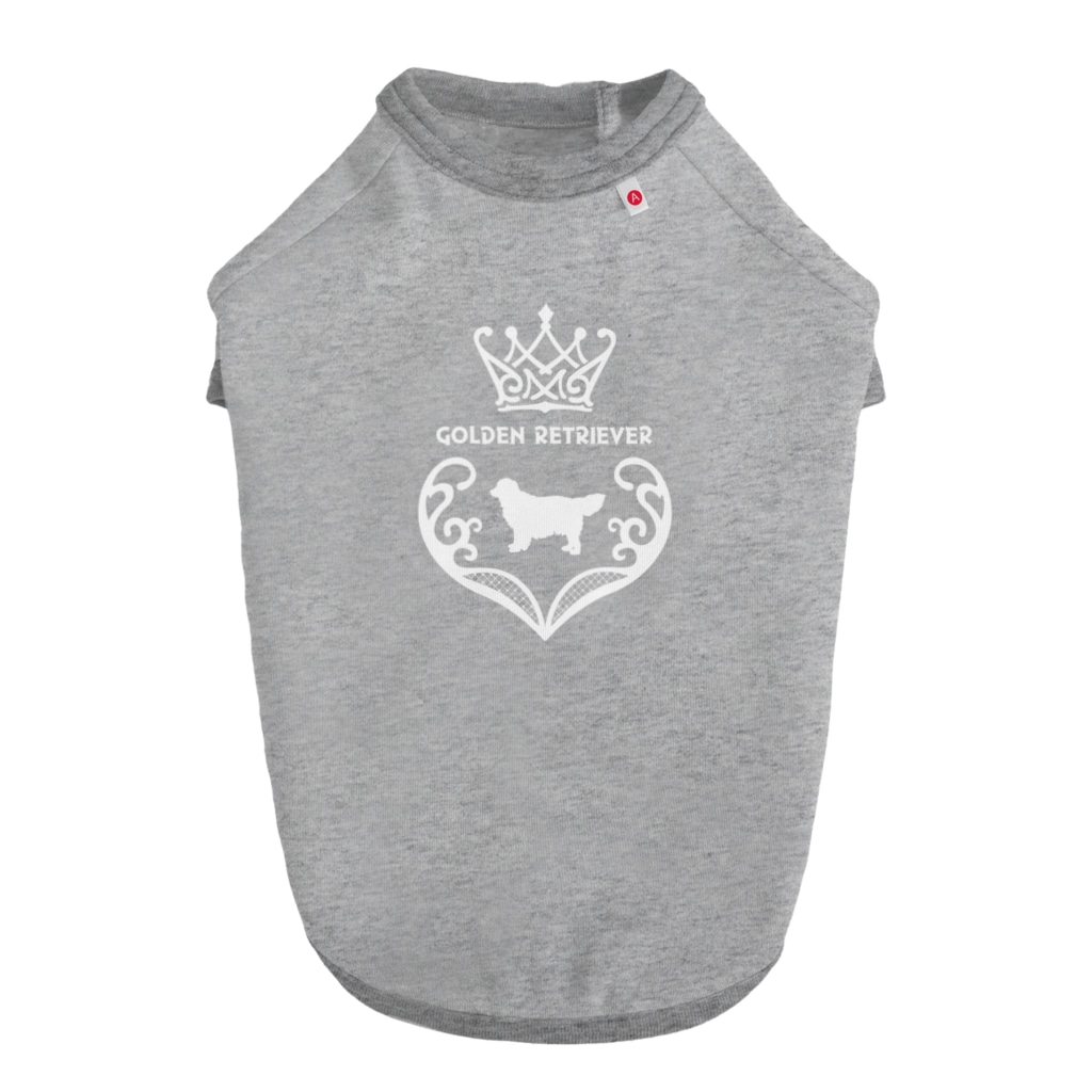onehappinessのゴールデンレトリバー　crown heart　onehappiness　white Dog T-shirt
