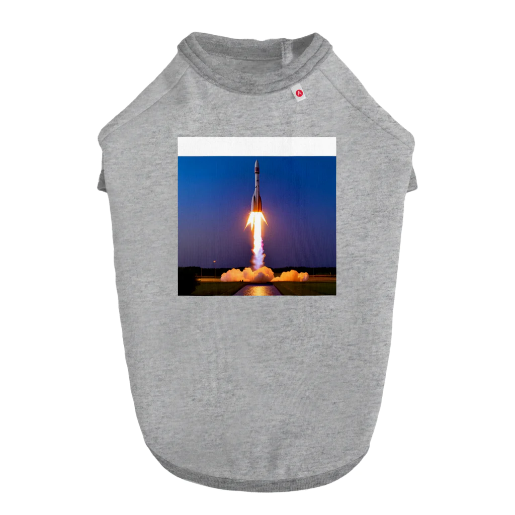 swanの夕焼けのロケット ドッグTシャツ