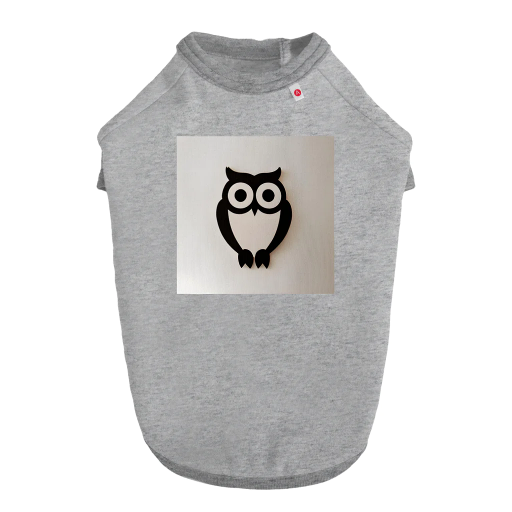 Owlの白黒フクロウちゃんのイラストグッズ ドッグTシャツ