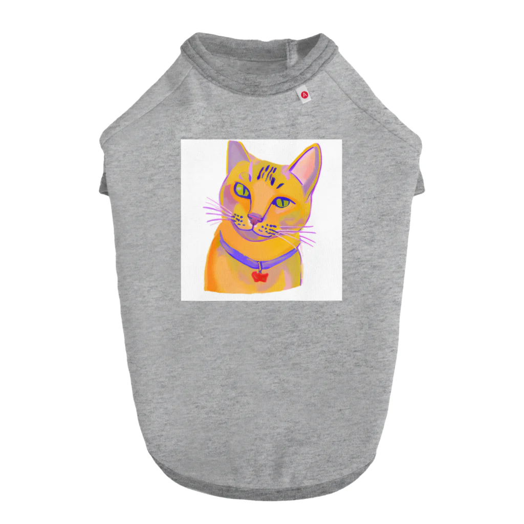 ネコフスキの鮮やかな凛々しい猫さんのイラストグッズ Dog T-shirt