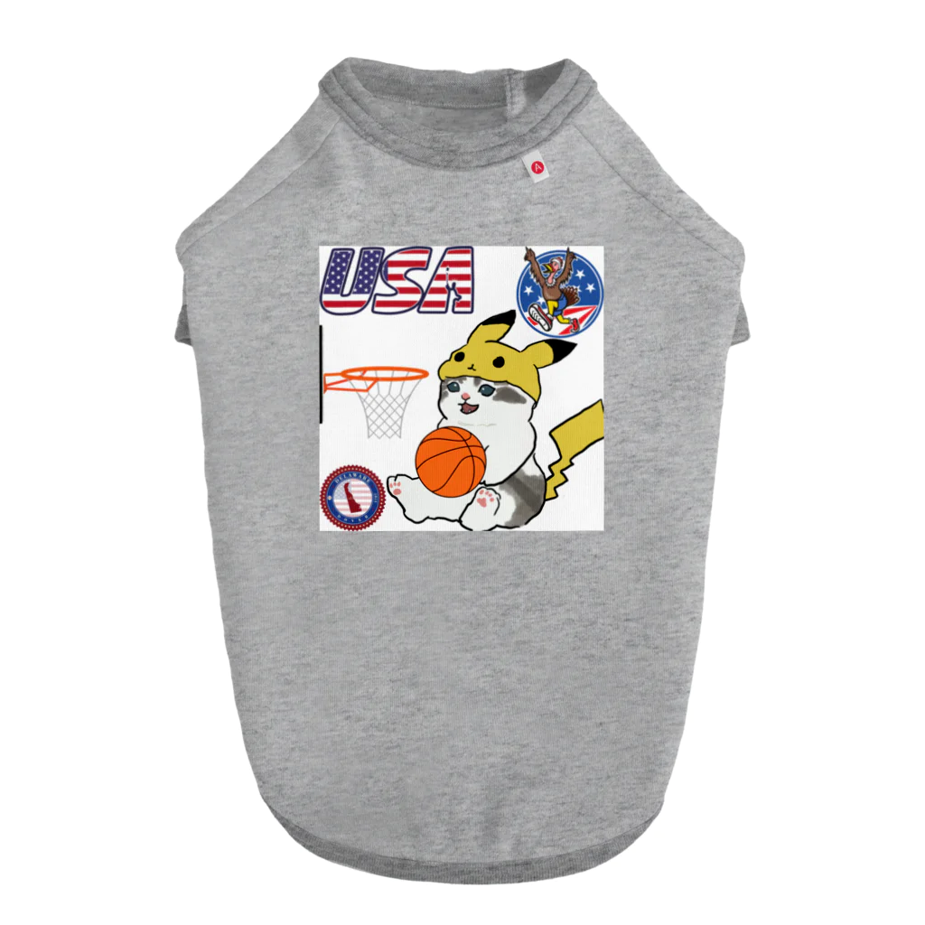 キイロチャンのバスケットボール選手の猫 ドッグTシャツ