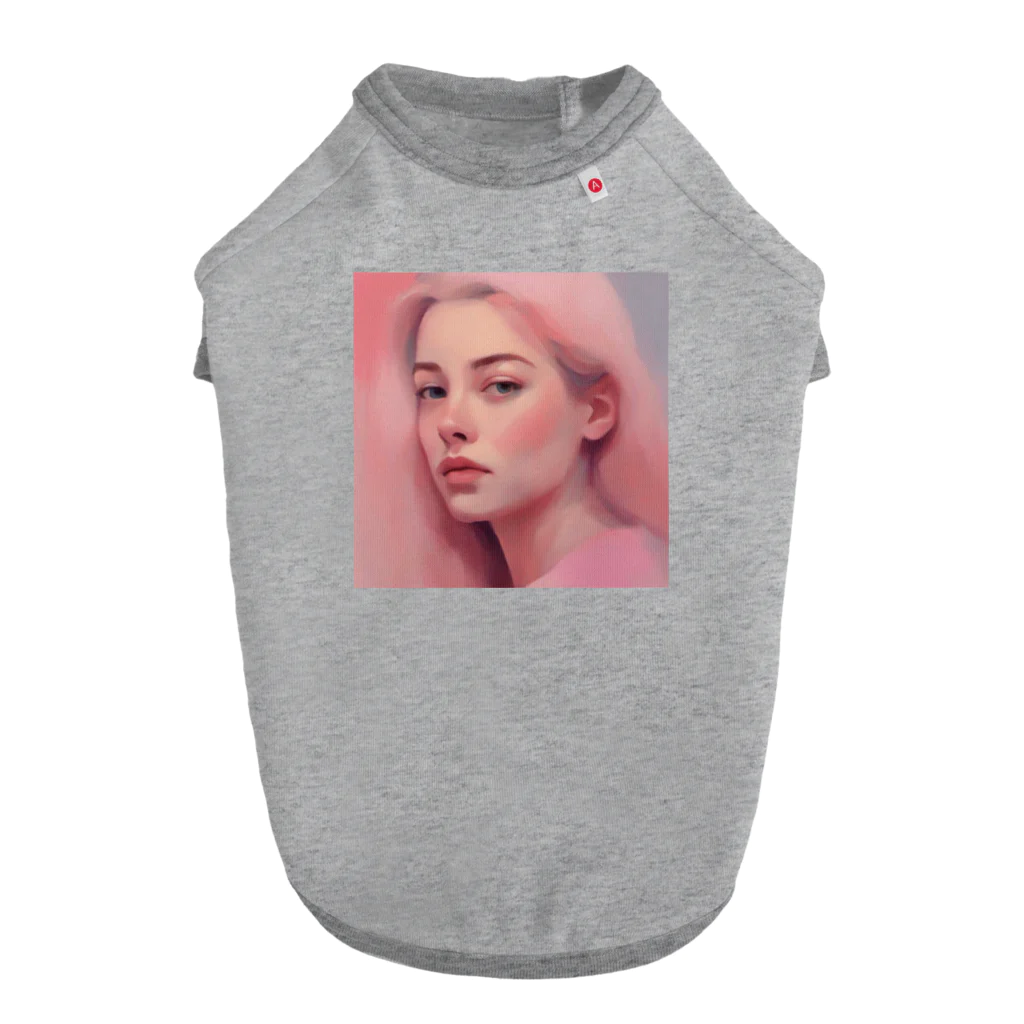 k-famのピンクのチーク美女 ドッグTシャツ