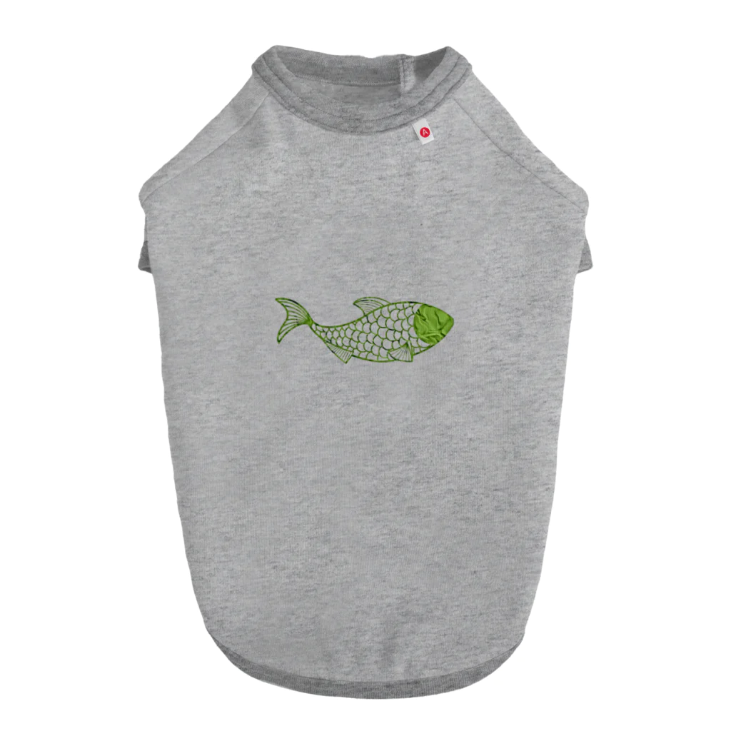 mumusの魚　green ドッグTシャツ