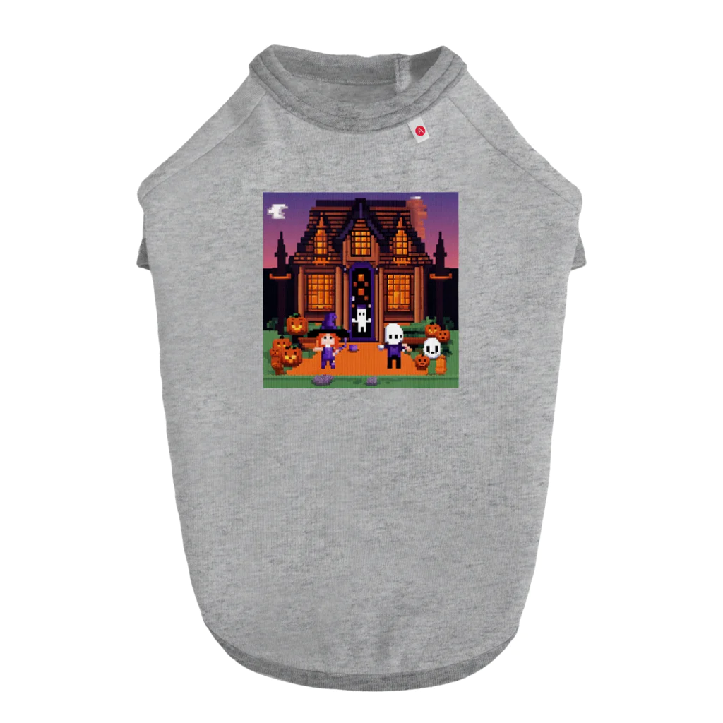 毎日がにゃんとも幸せ マサッチShopのハロウィンパーチー3　ドット絵風 ドッグTシャツ