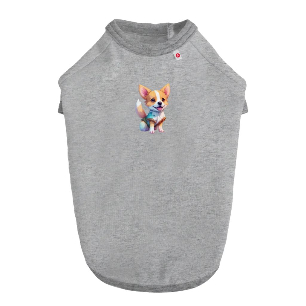 pondLeisurelyのカラフルで愛らしい子犬 ドッグTシャツ