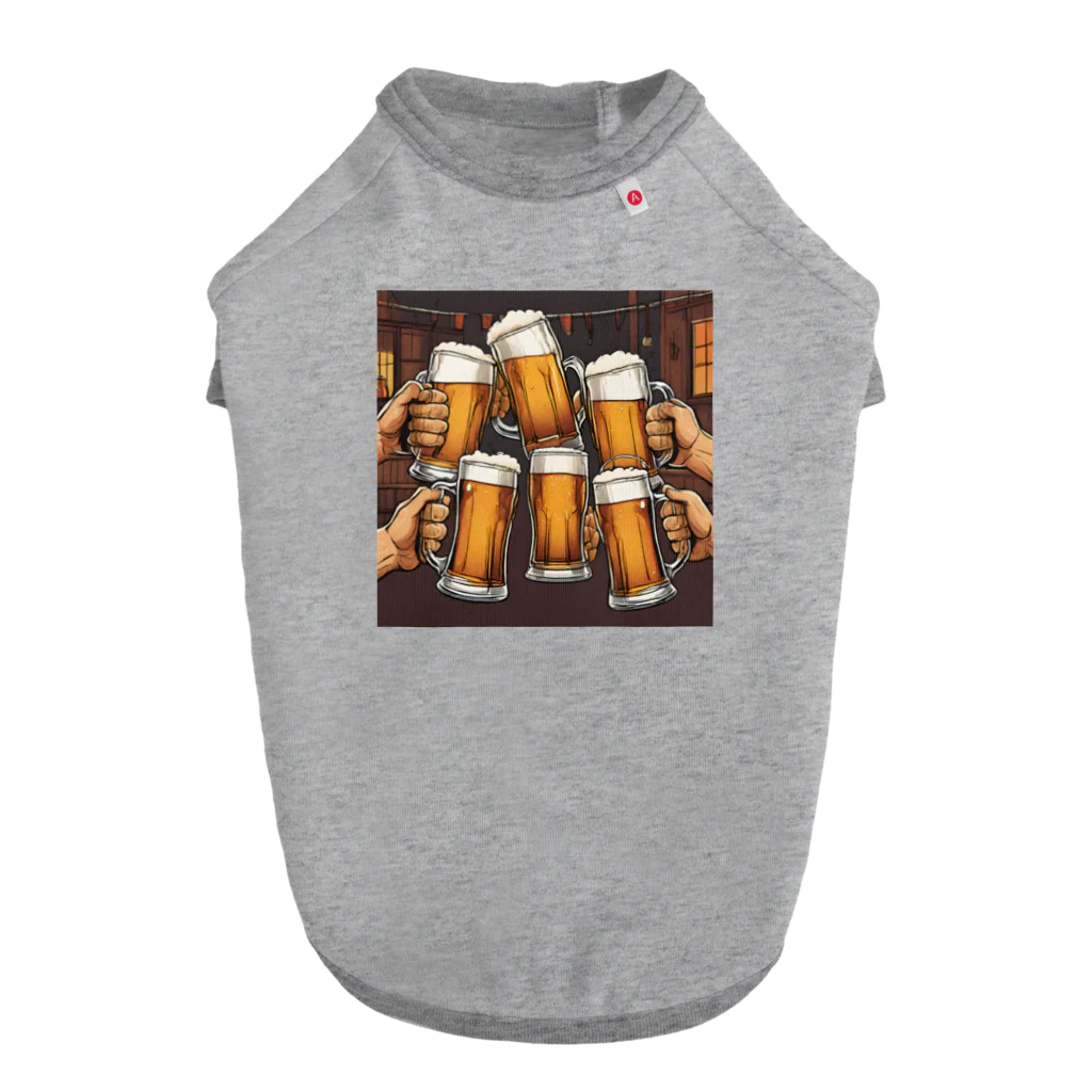 無類の酒好きのビールで乾杯！ ドッグTシャツ