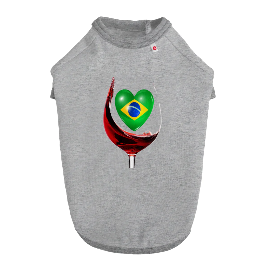 WINE 4 ALLの国旗とグラス：ブラジル（衣類） Dog T-shirt