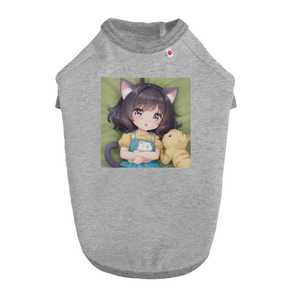 かわいい女の子とシュールな絵のねこ耳幼女 Dog T-shirt