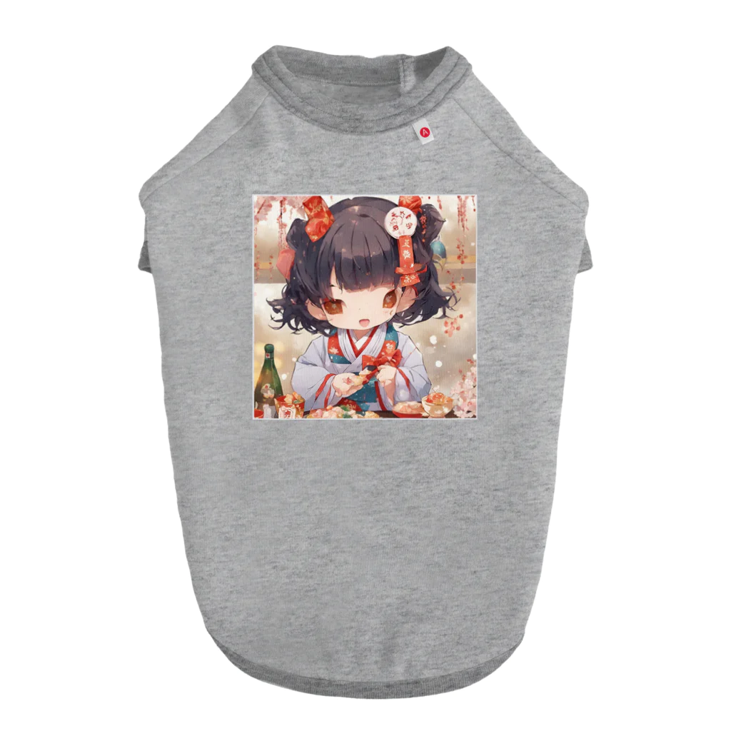 rina-suzuの新春の可愛い女の子 ドッグTシャツ