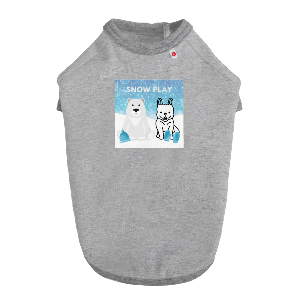 FRENCHIEのしろくまと雪遊びを楽しむフレブル🧤 Dog T-shirt