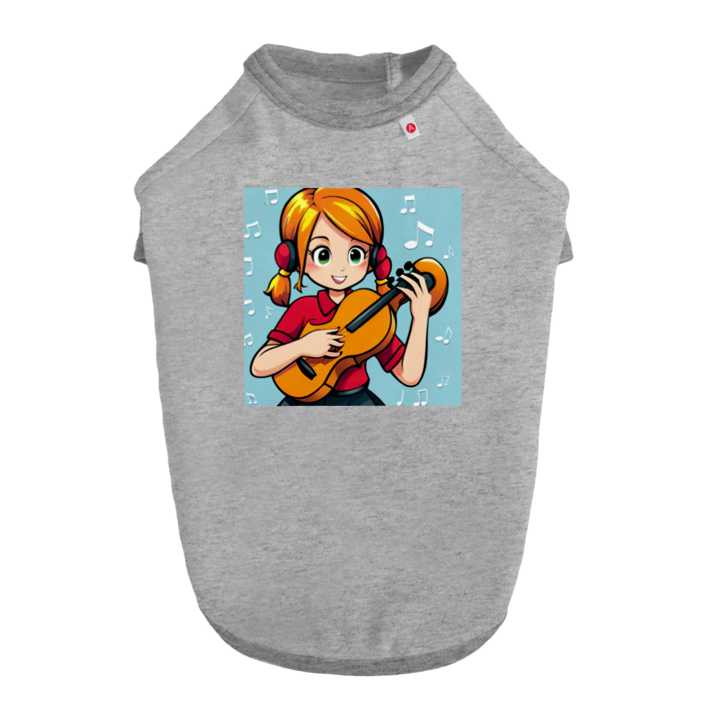 ほっこり絵音舎のギターアイドルのナオコちゃん ドッグTシャツ