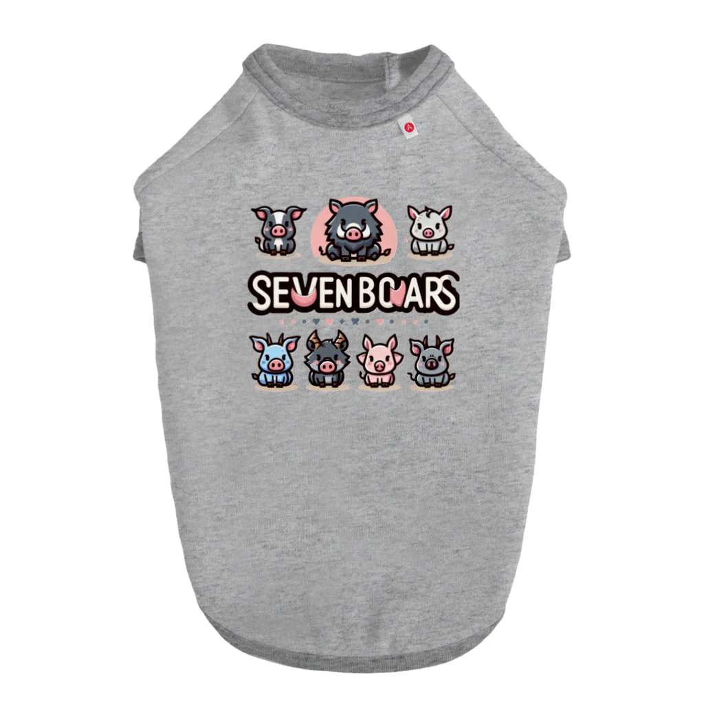 sevenboarsの幸運をもたらす7匹のイノシシ。ラッキーボア！ ドッグTシャツ