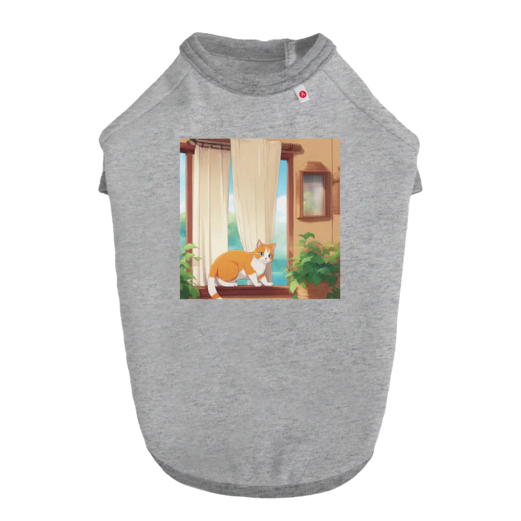 wtr3045のカーテンで遊んでいる猫 Dog T-shirt