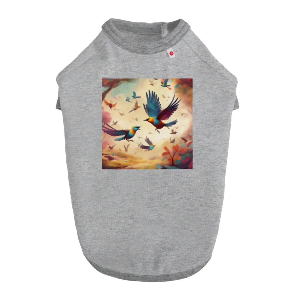 にくまるショップの賑鳥 Dog T-shirt