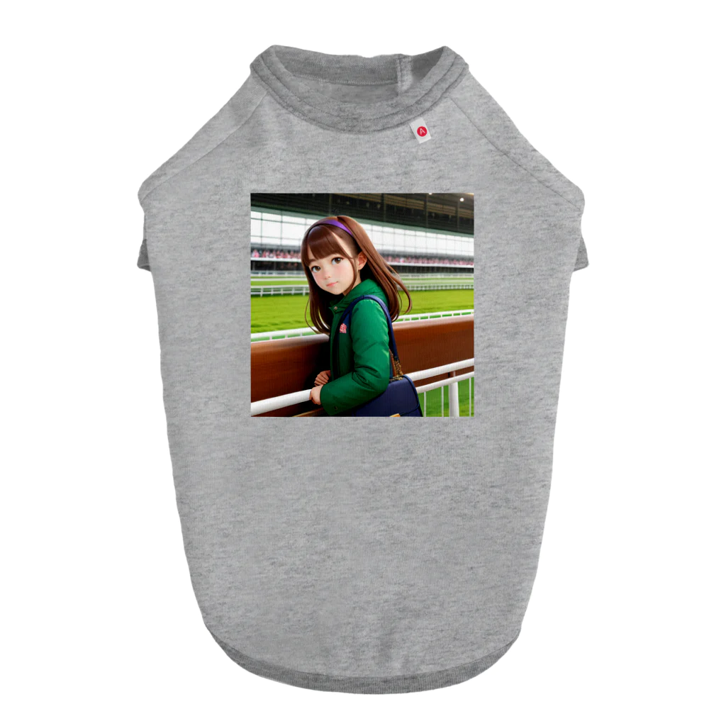 競馬大好きTBTショップ！の「競馬大好き！可愛い女の子が熱狂中！」 ドッグTシャツ