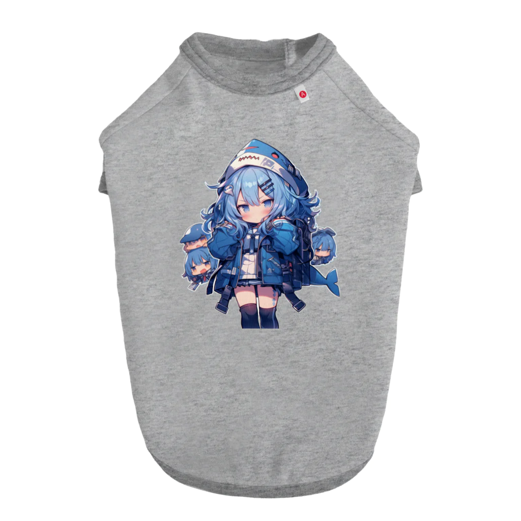 honoka_tのサメフードの美少女 ドッグTシャツ