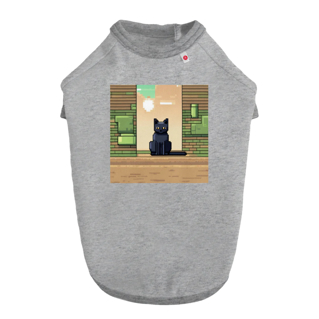 mutounの街中でたたずむ黒猫 ドッグTシャツ