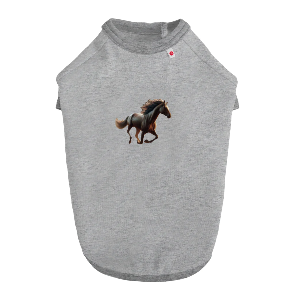 いろいろTOSIVOのあなたの愛馬！力強く走る馬 ドッグTシャツ