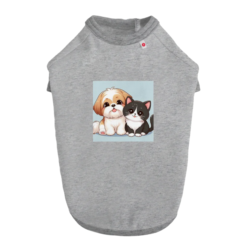 ワンコとにゃんちゃんズのシーズーと白黒にゃんこ Dog T-shirt