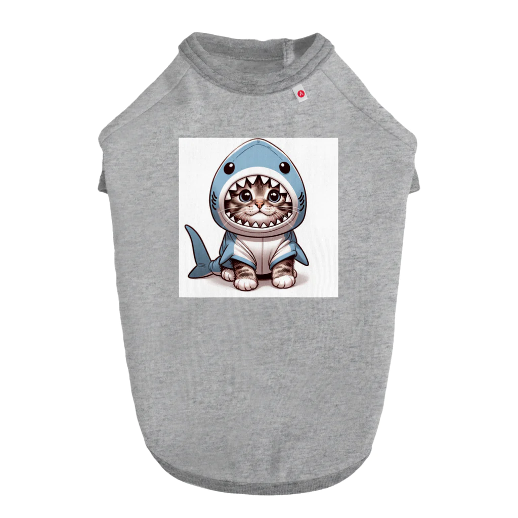 IloveCatのサメのフードを被った愛くるしい子猫 ドッグTシャツ