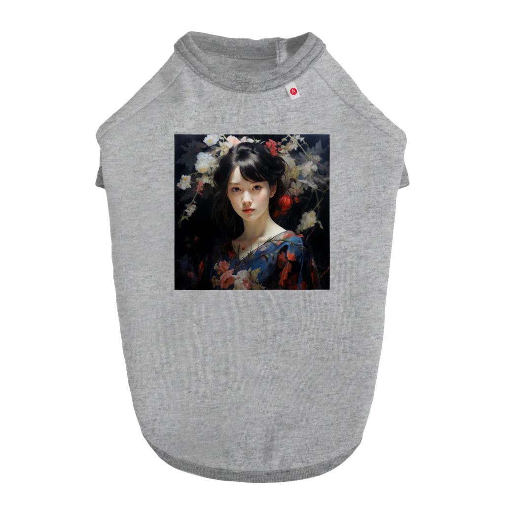 AQUAMETAVERSEの花柄模様の服を着た女性　なでしこ1478 Dog T-shirt