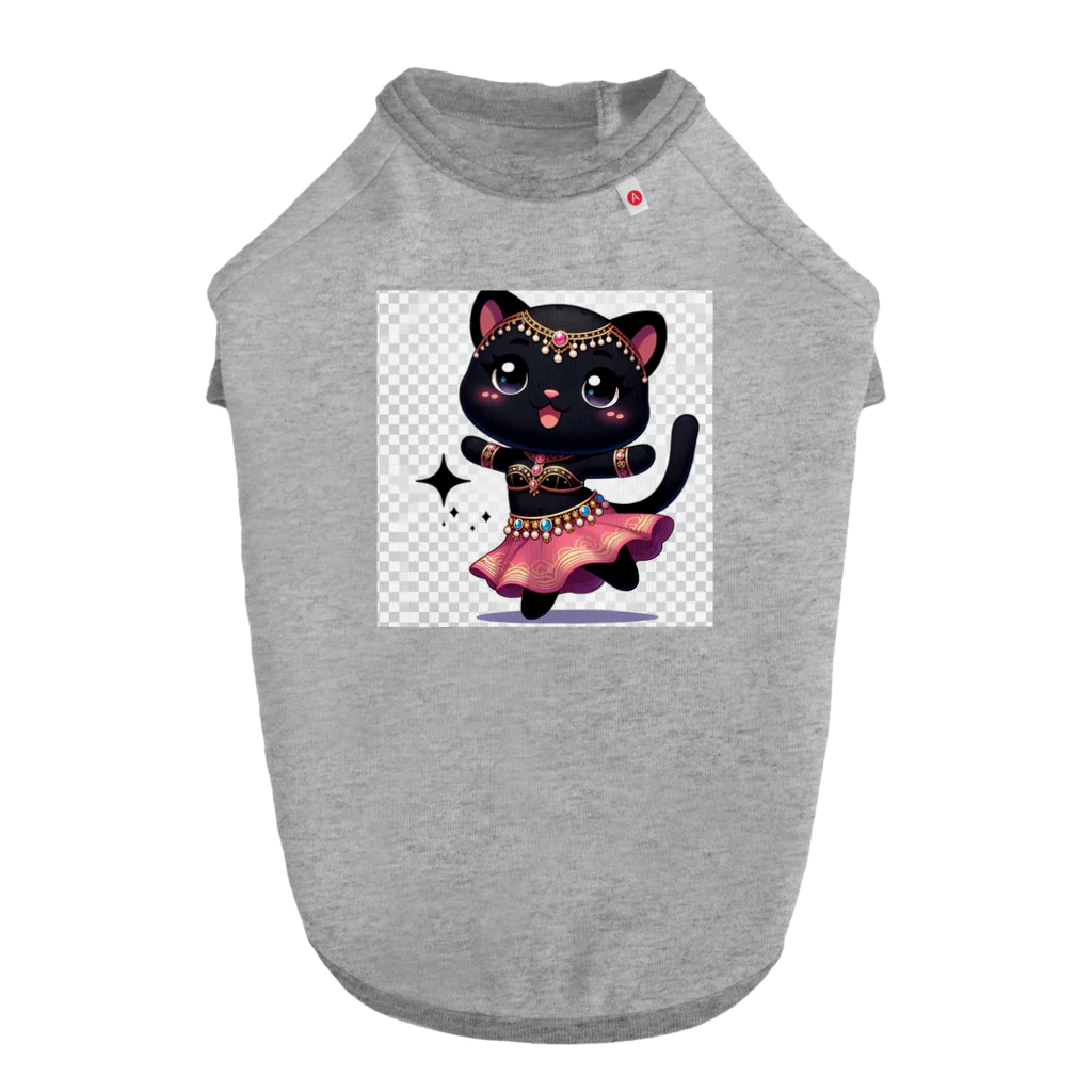 ベリーBellyの黒猫ベリーダンス ドッグTシャツ