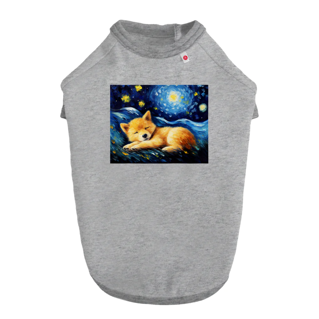 Dog Art Museumの【星降る夜 - 柴犬の子犬 No.1】 Dog T-shirt