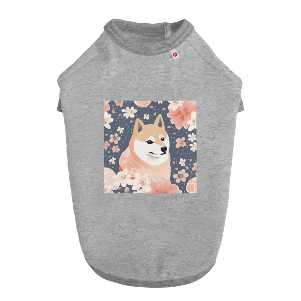 Grazing Wombatの日本画風、柴犬と桜２-Japanese-style painting of a Shiba Inu with cherry blossoms 2 Dog T-shirt