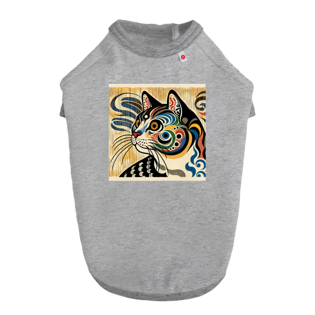 chaochao0701の浮世絵風　猫（顔）"Ukiyo-e Style Cat (Face)"  "浮世绘风格的猫（脸）" ドッグTシャツ